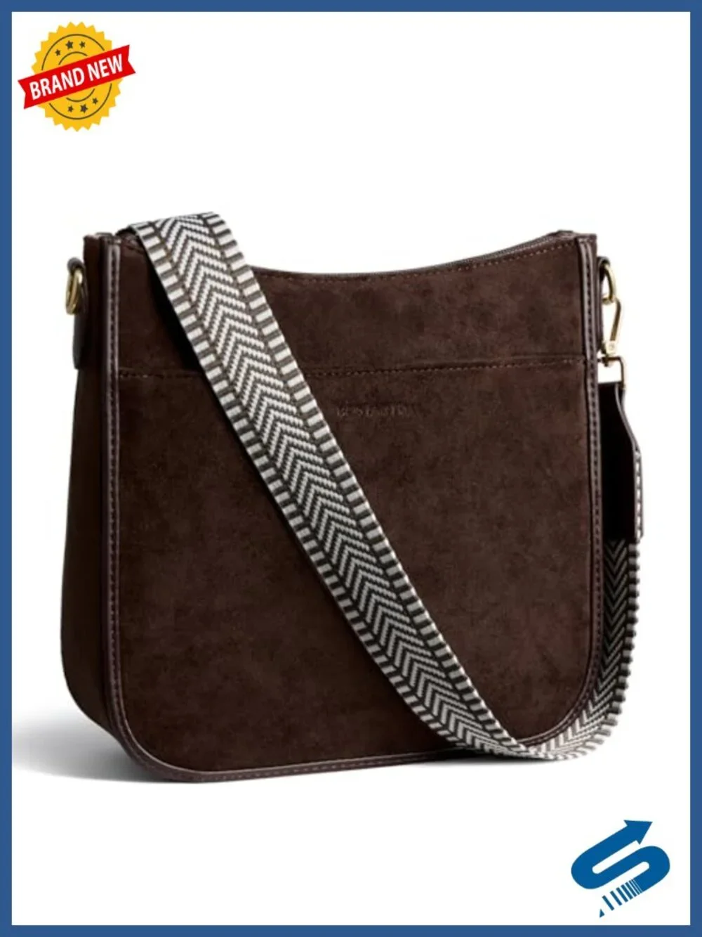 Vegan Leather Hobo Crossbody Bag with Wide Strap